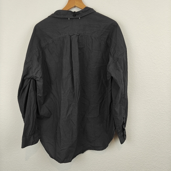 Alex Mill Keeper Oversized Popover Button Long Sleeve Shirt In Charcoal Size M - Picture 7 of 10